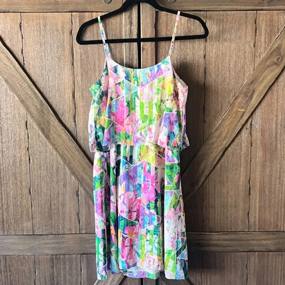 Amanda Uprichard 100% Silk Tropical Print Mini Dress Size Small - Picture 2 of 6